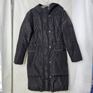 Vintage Weekend Max Mara Black Long  Puffer Coat with Hood size 6